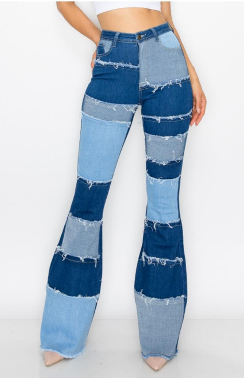 Blue Bell Bottom Flared Distressed Jeans - Pamela's Younique Boutique