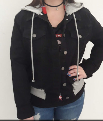 Cropped Denim Jacket with Hoodie - Pamela's Younique Boutique