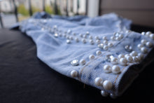Load image into Gallery viewer, Embroidered Pearl Studded Cropped Jean Jacket - Pamela&#39;s Younique Boutique
