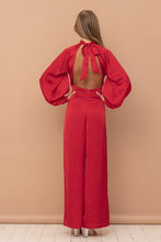 Load image into Gallery viewer, Jumpsuit w/ Slit detail at sleeve, ribbon tie neck - Pamela&#39;s Younique Boutique
